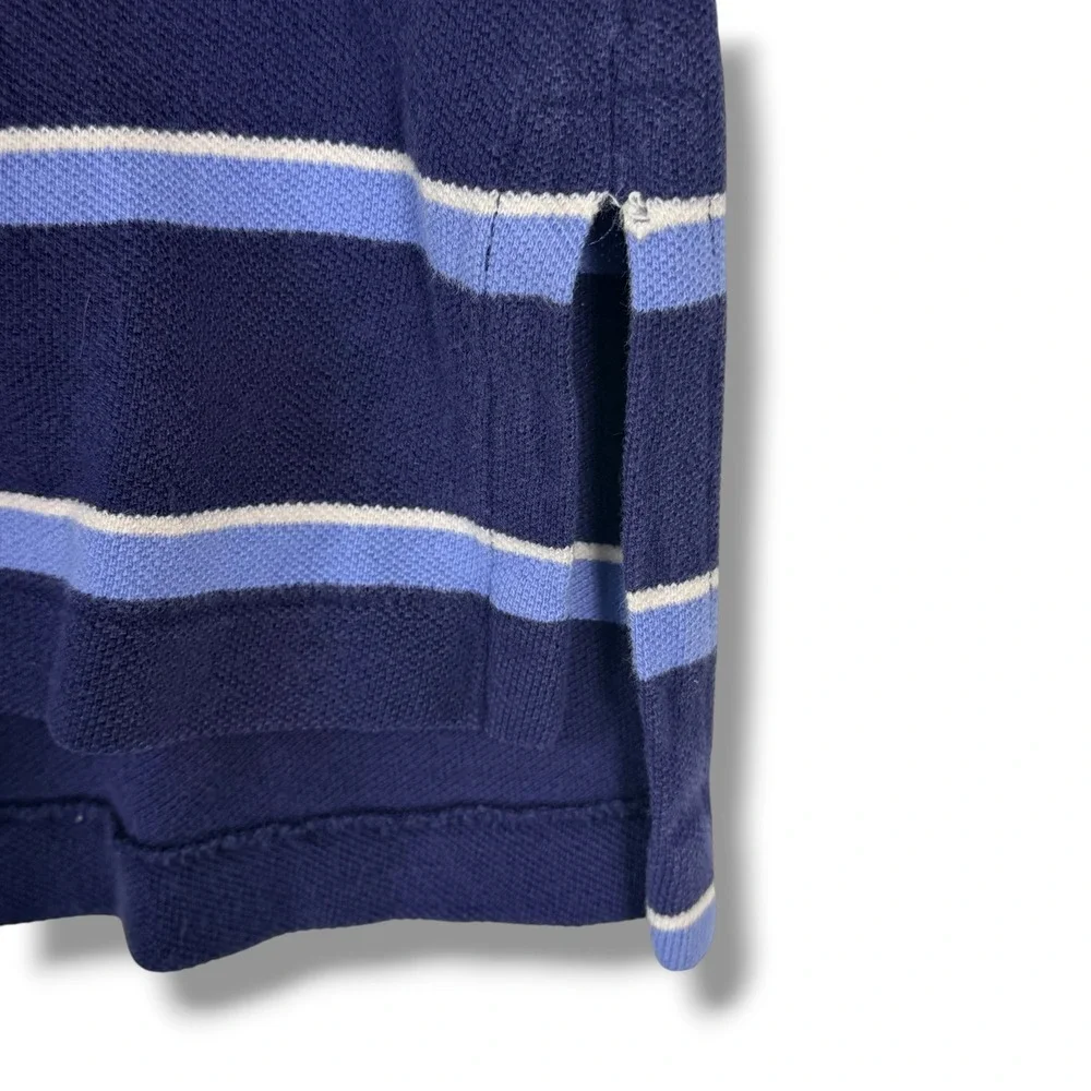 Polo‎ Ralph Lauren Polo Shirt Men M Blue Striped Cotton Short Sleeve Pony Golf